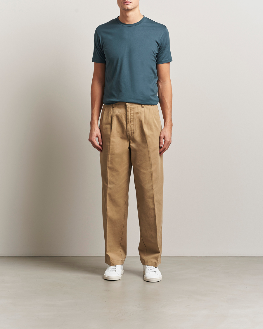 Men | T-Shirts | Sunspel | Riviera Midweight T-Shirt Dark Petrol