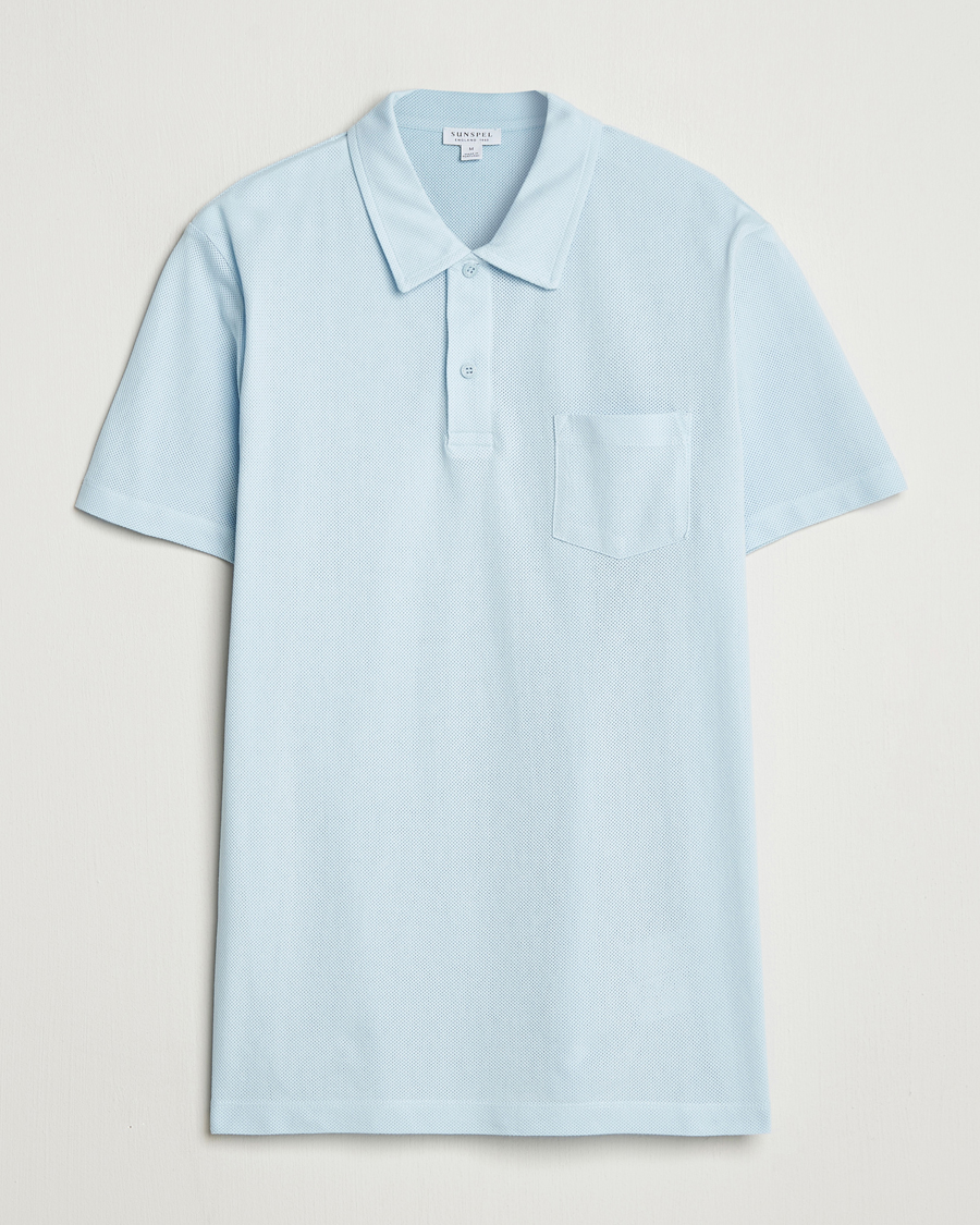 Men | Polo Shirts | Sunspel | Riviera Polo Shirt Frost Blue