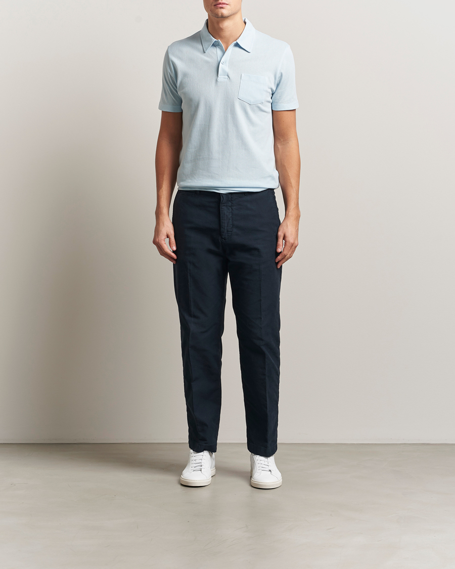Men | Polo Shirts | Sunspel | Riviera Polo Shirt Frost Blue