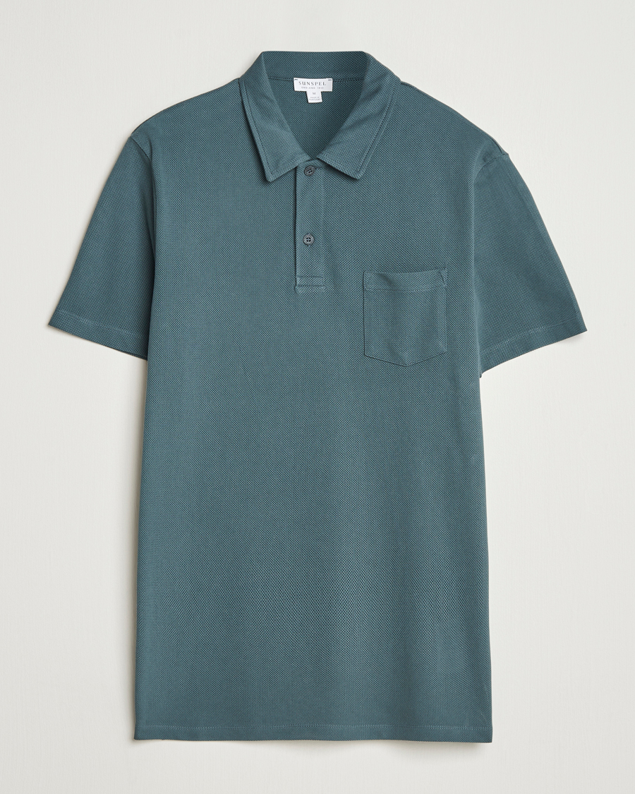 Men | Polo Shirts | Sunspel | Riviera Polo Shirt Dark Petrol