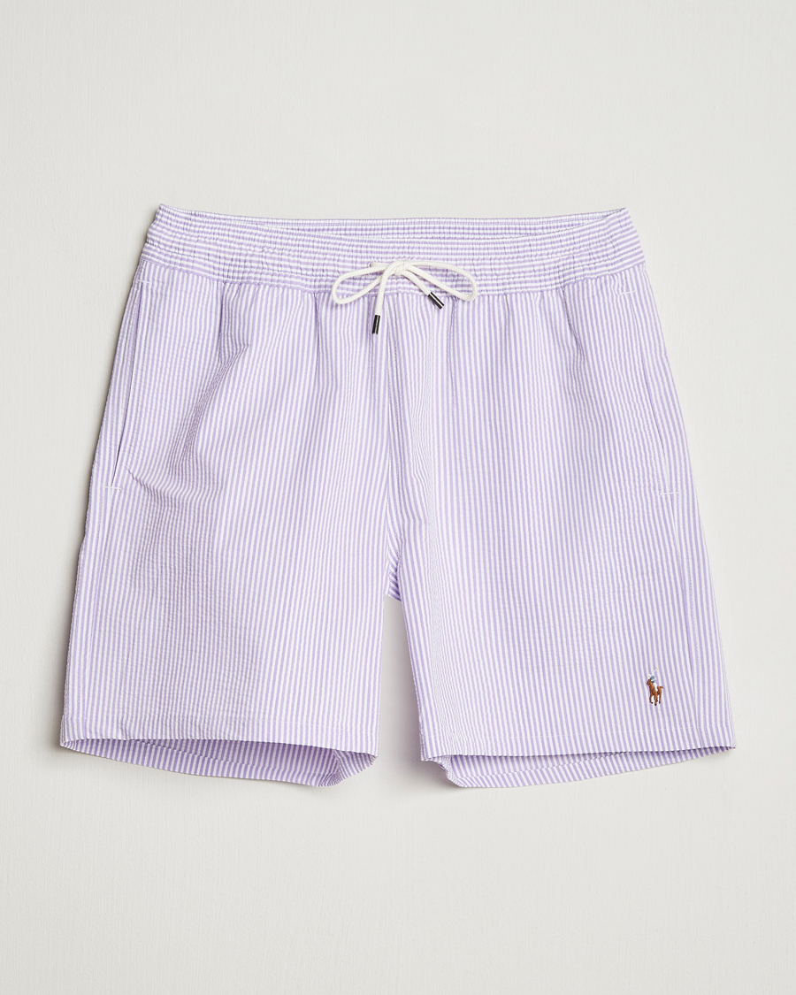 Men | Swimwear | Polo Ralph Lauren | Traveler Mid Trunk Seersucker Sky Levander