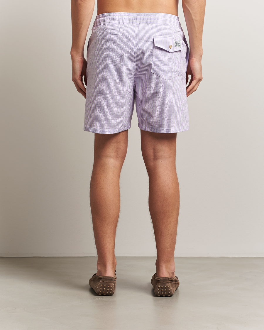 Men | Swimwear | Polo Ralph Lauren | Traveler Mid Trunk Seersucker Sky Levander