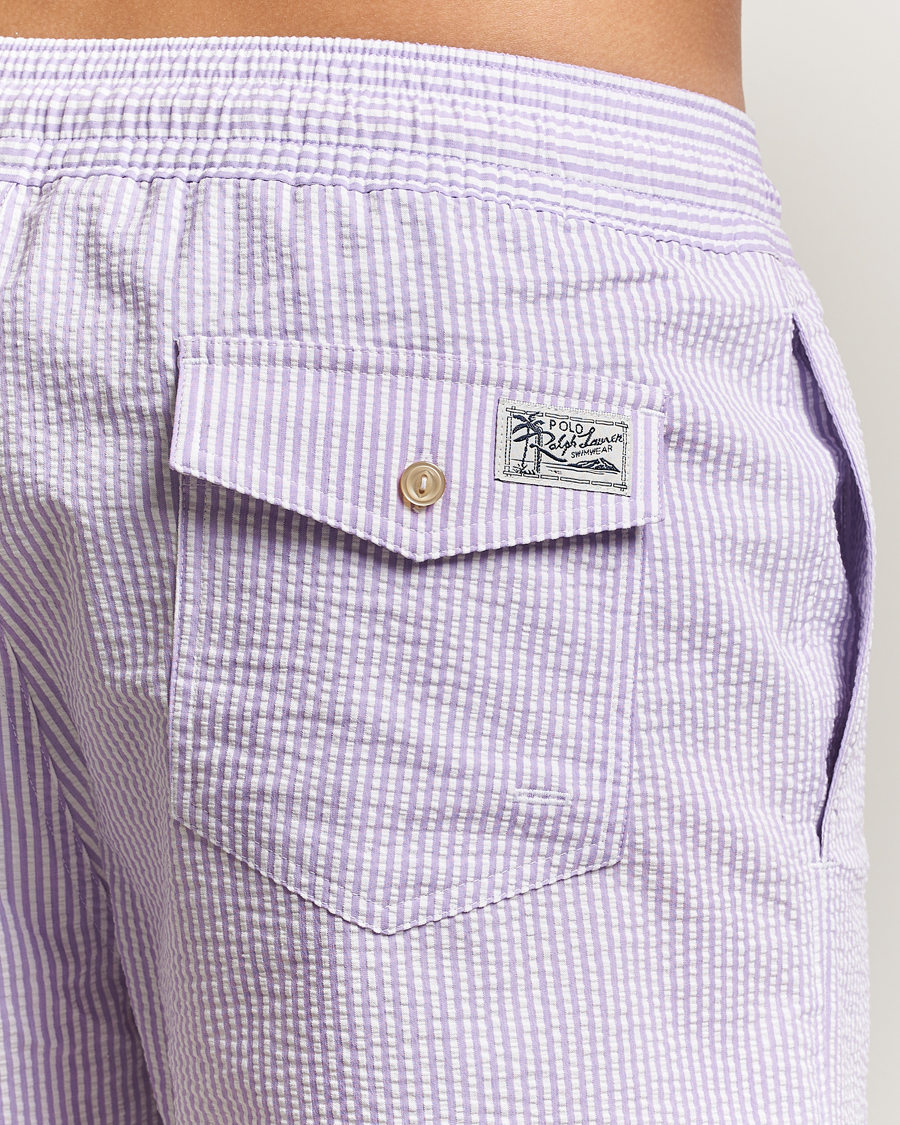 Men | Swimwear | Polo Ralph Lauren | Traveler Mid Trunk Seersucker Sky Levander