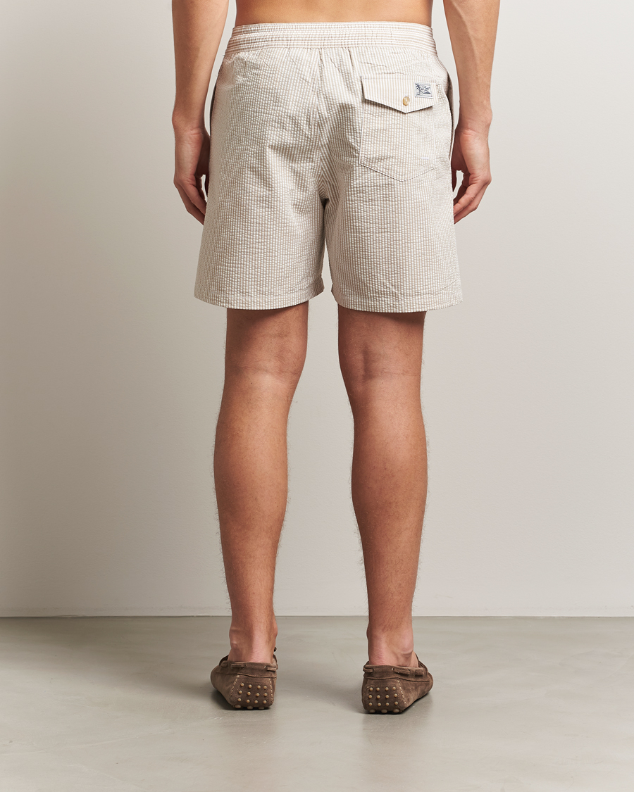 Men | Swimwear | Polo Ralph Lauren | Traveler Mid Trunk Seersucker Beige
