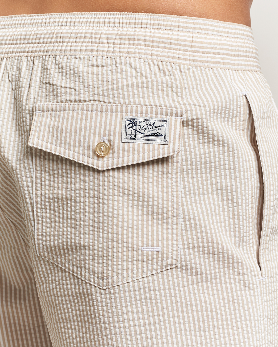 Men | Swimwear | Polo Ralph Lauren | Traveler Mid Trunk Seersucker Beige