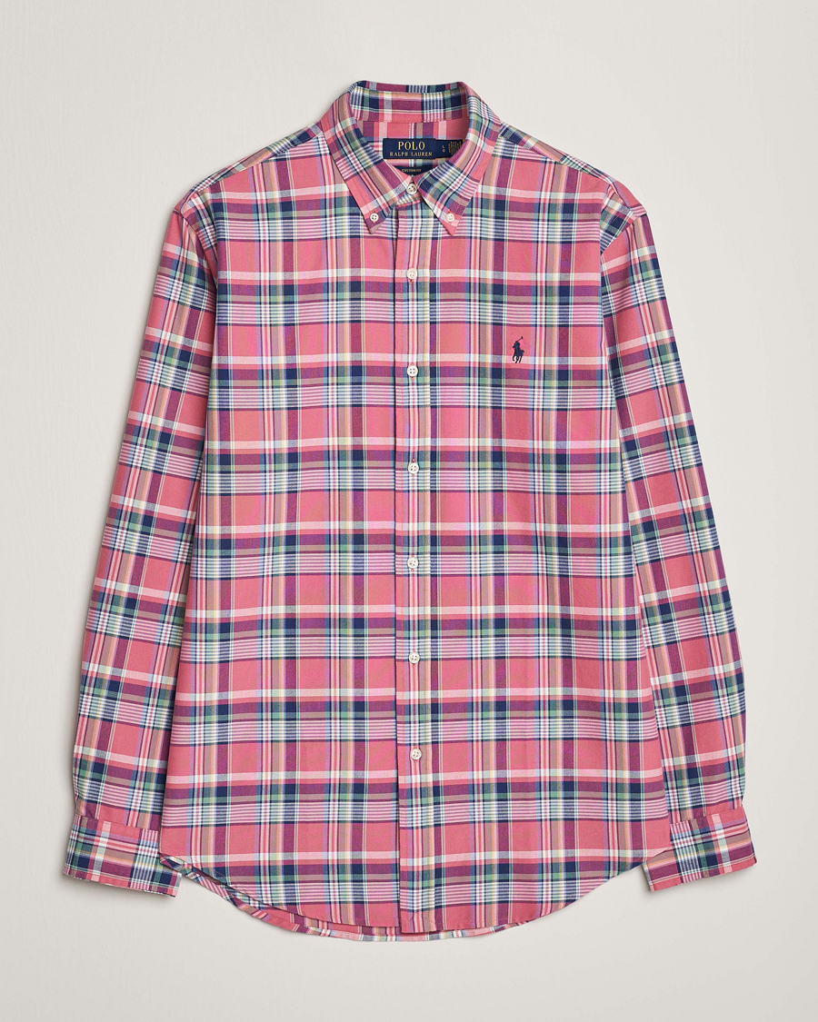 Men | Shirts | Polo Ralph Lauren | Custom Fit Oxford Checked Shirt Pink/Blue