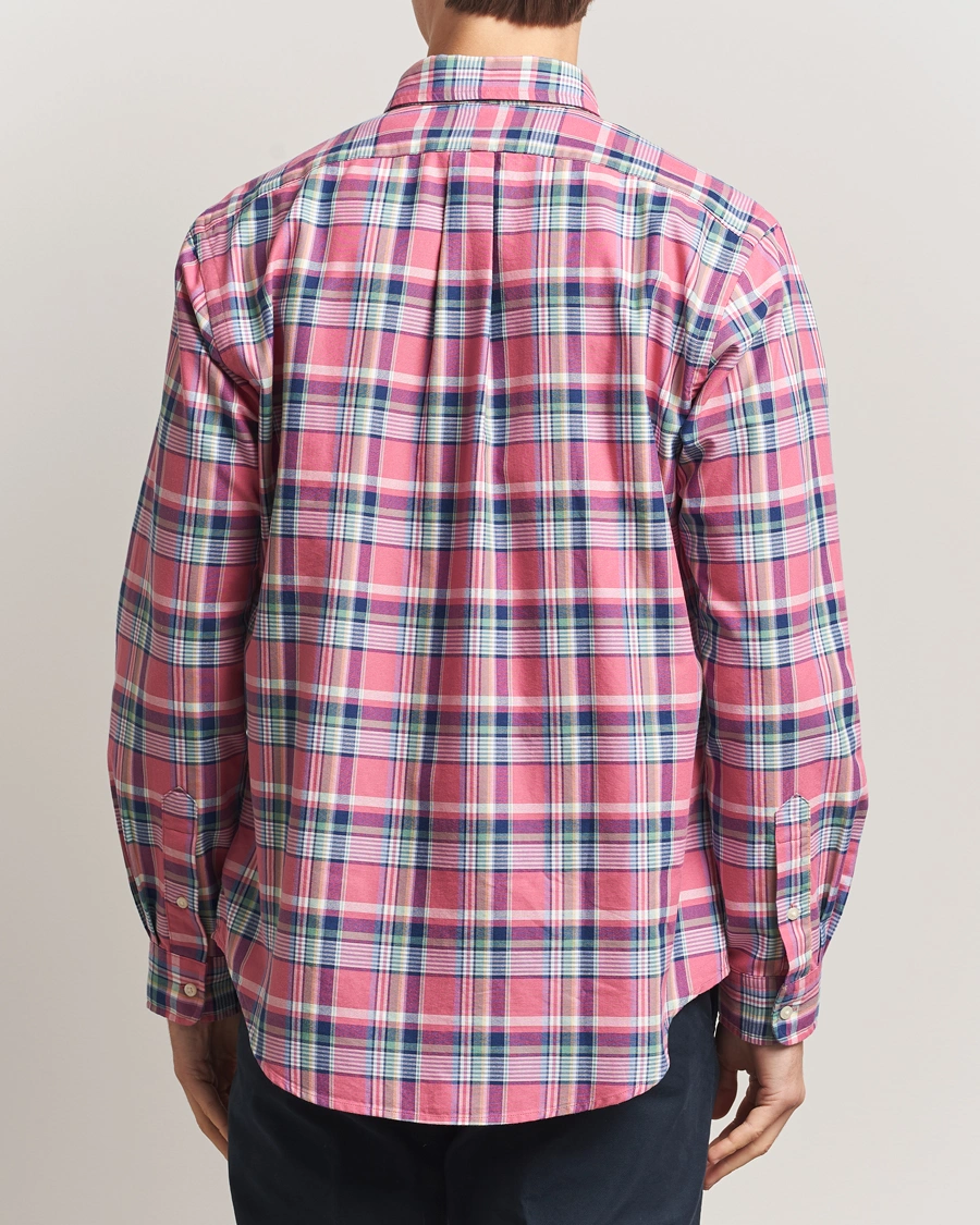 Men | Shirts | Polo Ralph Lauren | Custom Fit Oxford Checked Shirt Pink/Blue