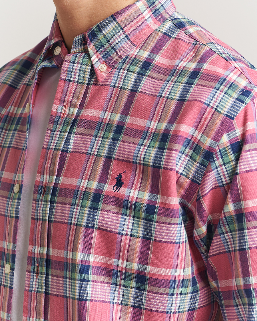 Men | Shirts | Polo Ralph Lauren | Custom Fit Oxford Checked Shirt Pink/Blue