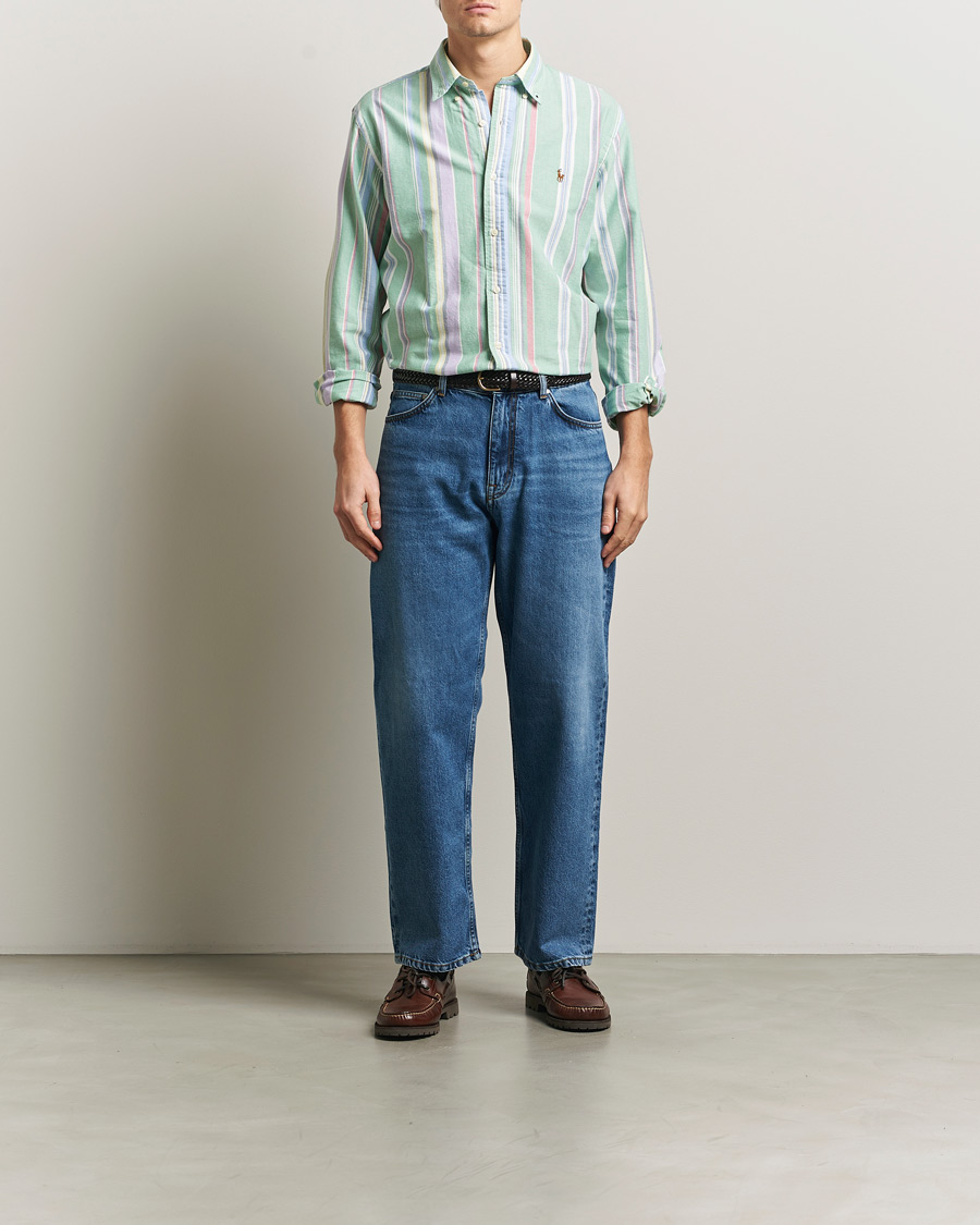 Men | Shirts | Polo Ralph Lauren | Custom Fit Oxford Checked Shirt Green/Purple