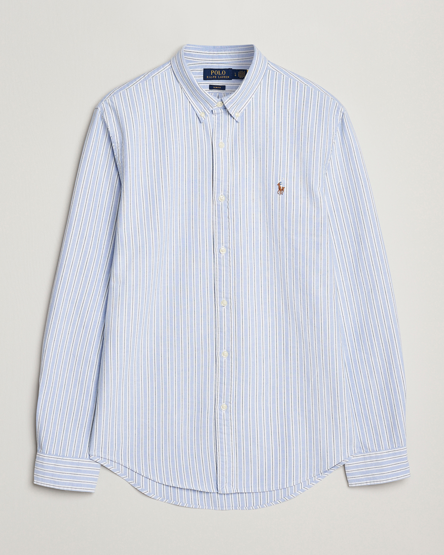 Men | Shirts | Polo Ralph Lauren | Slim Fit Oxford Striped Shirt Light Blue/White