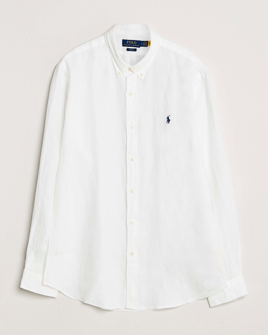 トップス Ralph Lauren LINEN100% SLIMFIT L Polo Ralph Lauren Slim Fit Linen Shirt White at CareOfCarl.com
