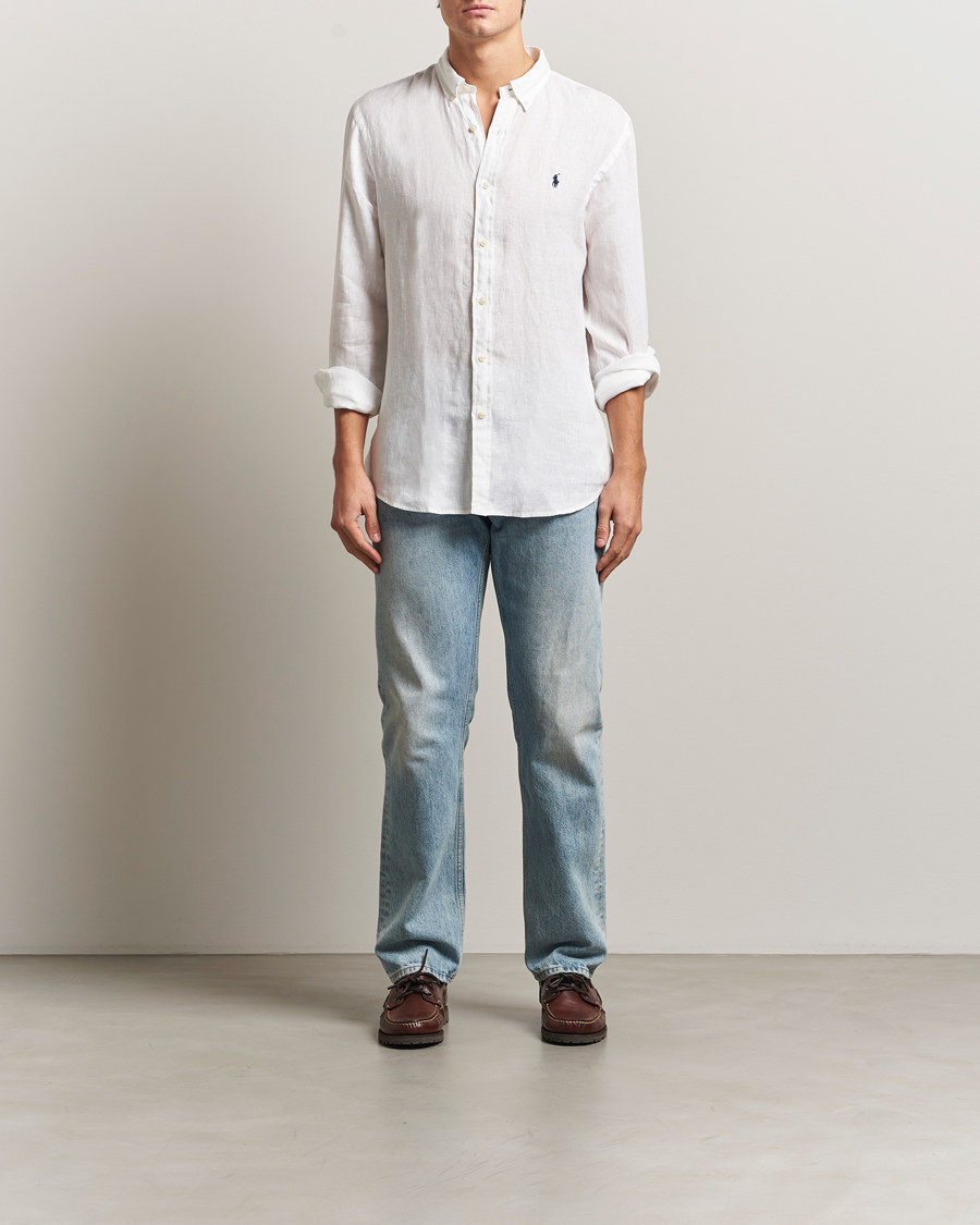 Polo Ralph Lauren Slim Fit Linen Shirt White at CareOfCarl.com
