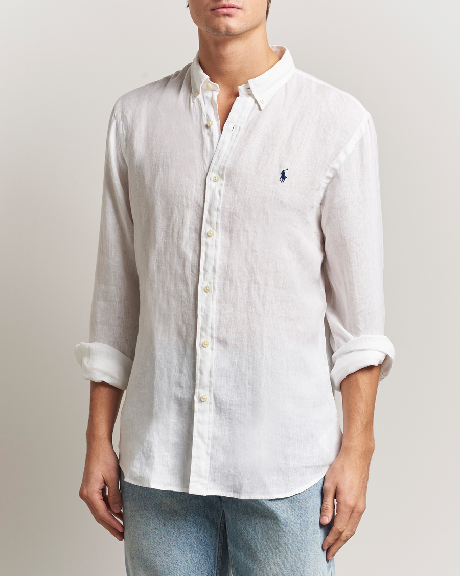 Polo Ralph Lauren Slim Fit Linen Shirt White at CareOfCarl.com