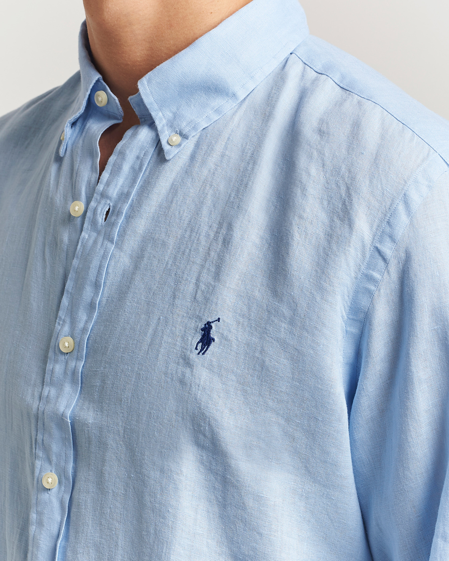 Men | Shirts | Polo Ralph Lauren | Custom Fit Linen Shirt Office Blue