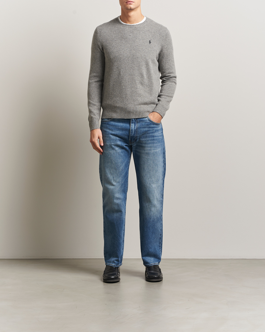 Men | Sweaters & Knitwear | Polo Ralph Lauren | Wool/Cashmere Crew Neck Fawn Grey Heather