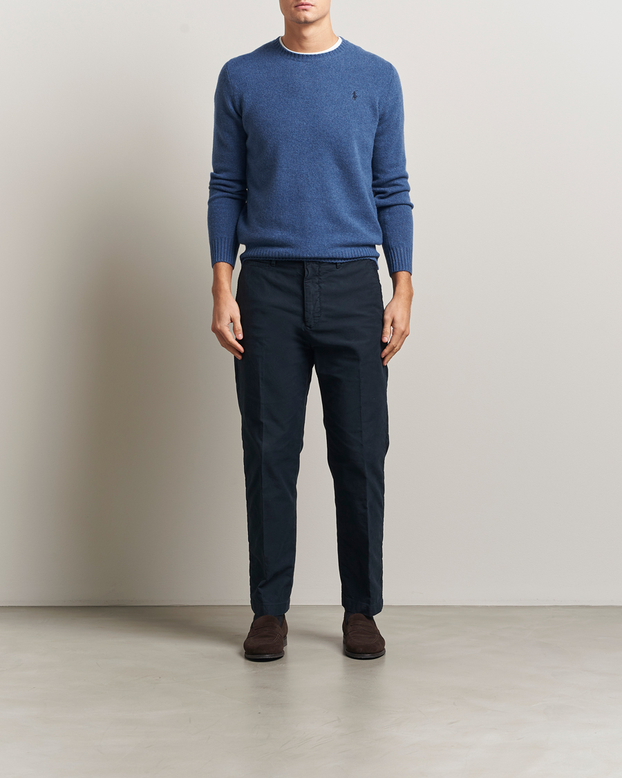 Men | Sweaters & Knitwear | Polo Ralph Lauren | Wool/Cashmere Crew Neck Seasalt Blue Heather