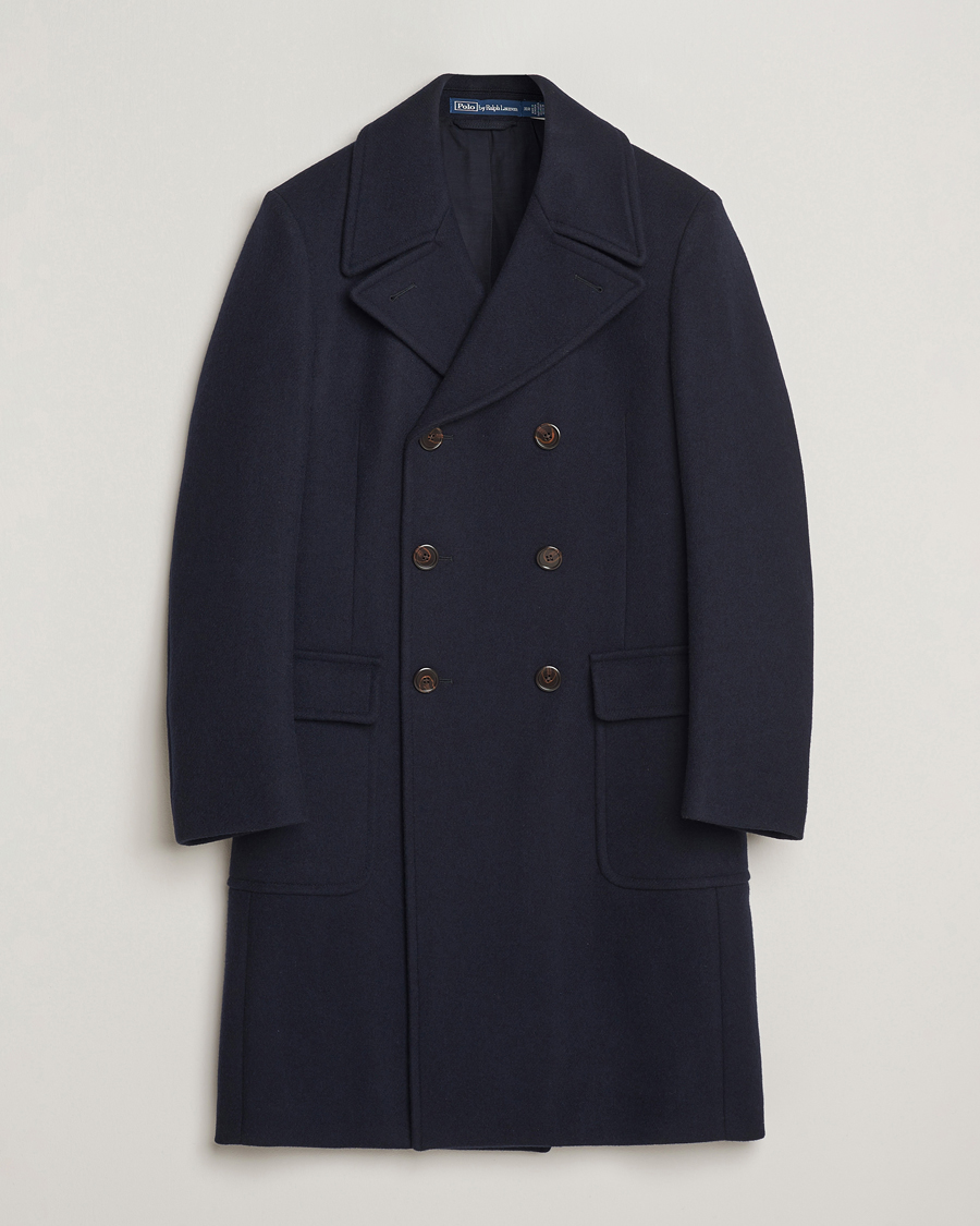 Men | Coats & Jackets | Polo Ralph Lauren | Double Breasted Top Wool Coat Navy