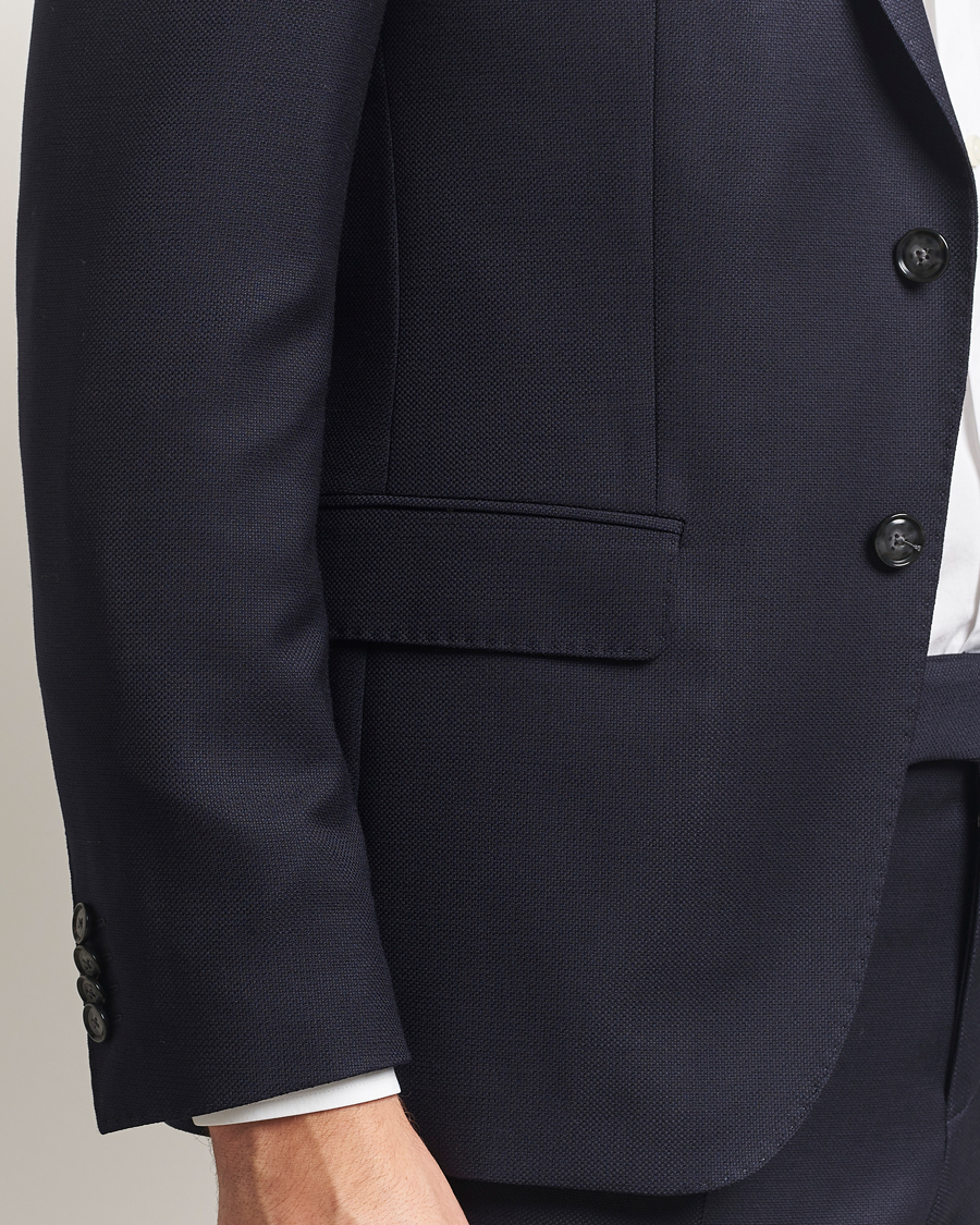 Men | Suits | BOSS BLACK | Huge Structured Wool Suit Dark Blue