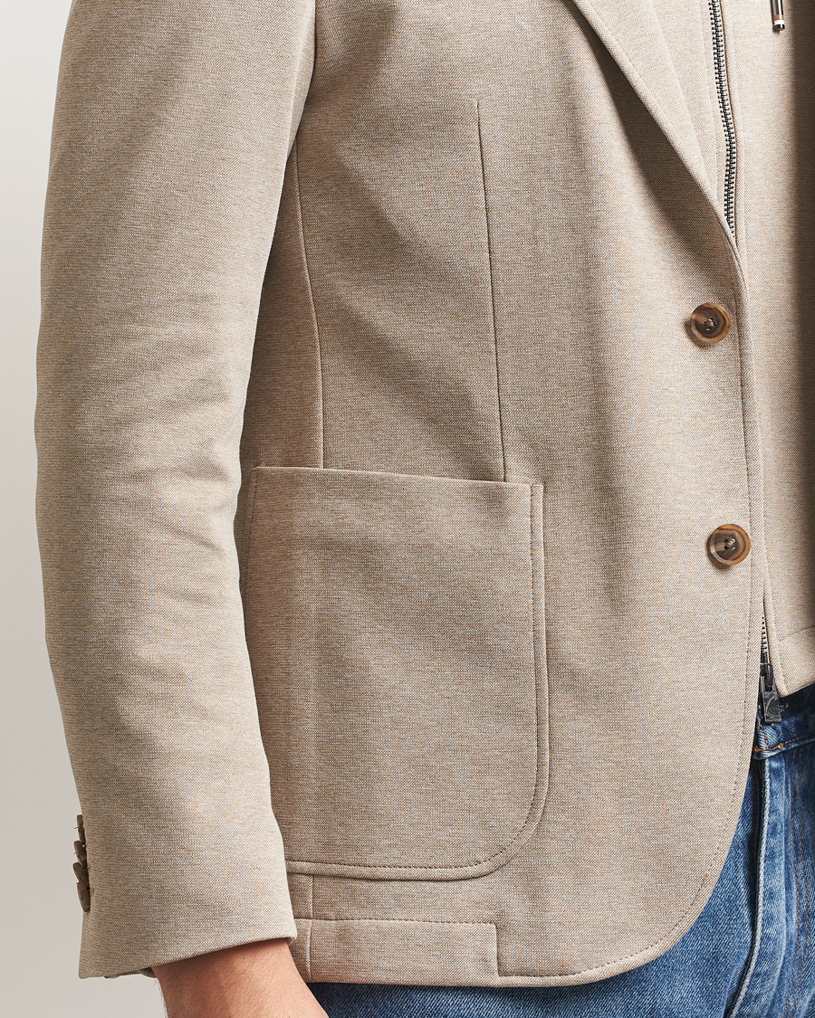 Men | Blazers | BOSS BLACK | Hanry Hooded Jersey Blazer Dark Beige