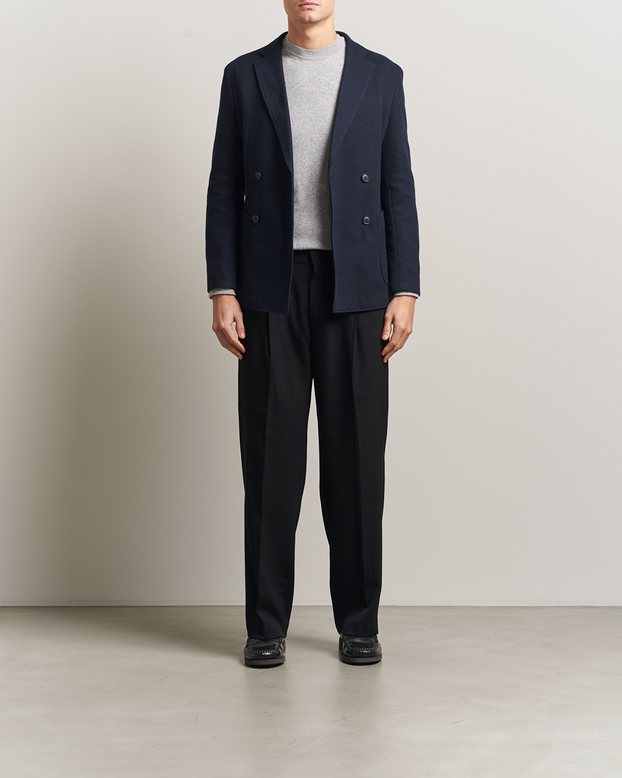 Men | Blazers | BOSS BLACK | Hanry Jersey Double Breasted Blazer Dark Blue