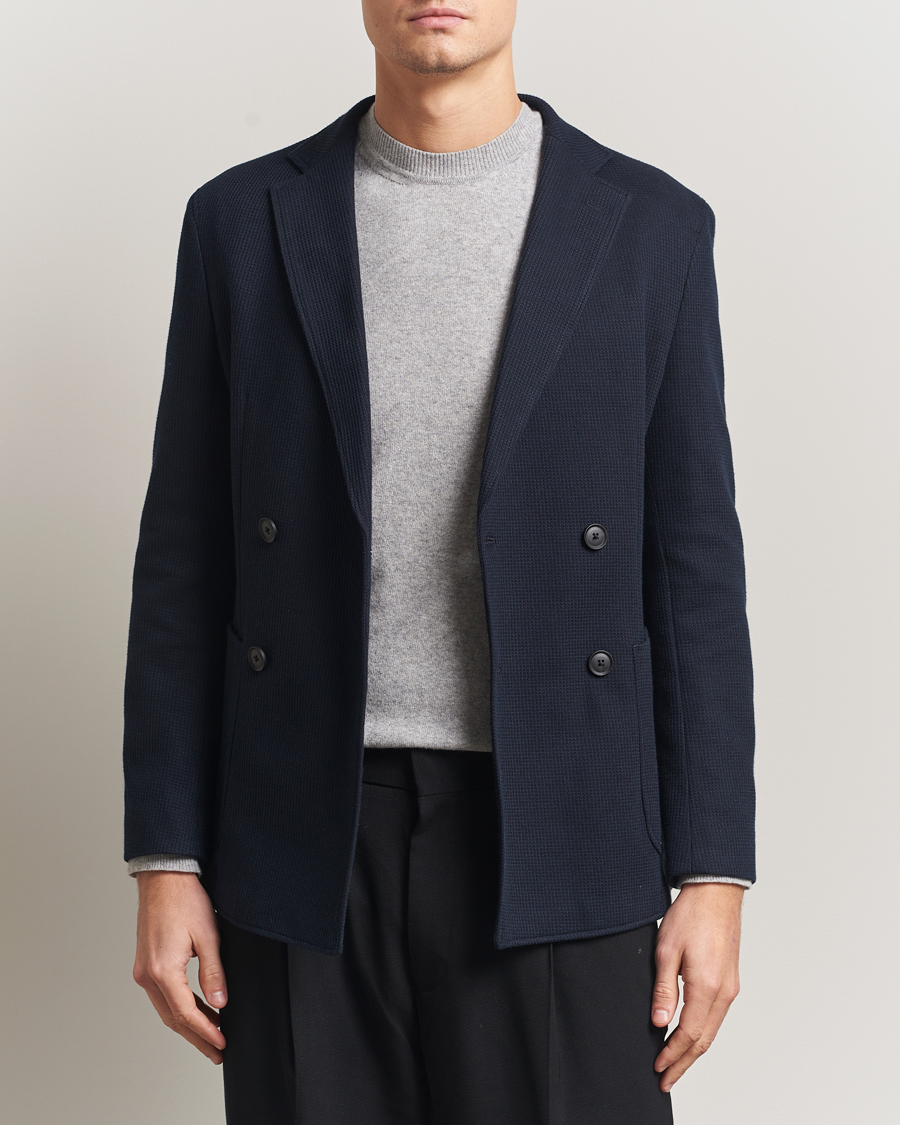 Men | Blazers | BOSS BLACK | Hanry Jersey Double Breasted Blazer Dark Blue