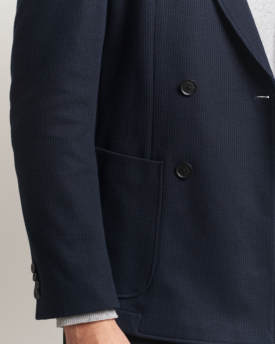 Men | Blazers | BOSS BLACK | Hanry Jersey Double Breasted Blazer Dark Blue