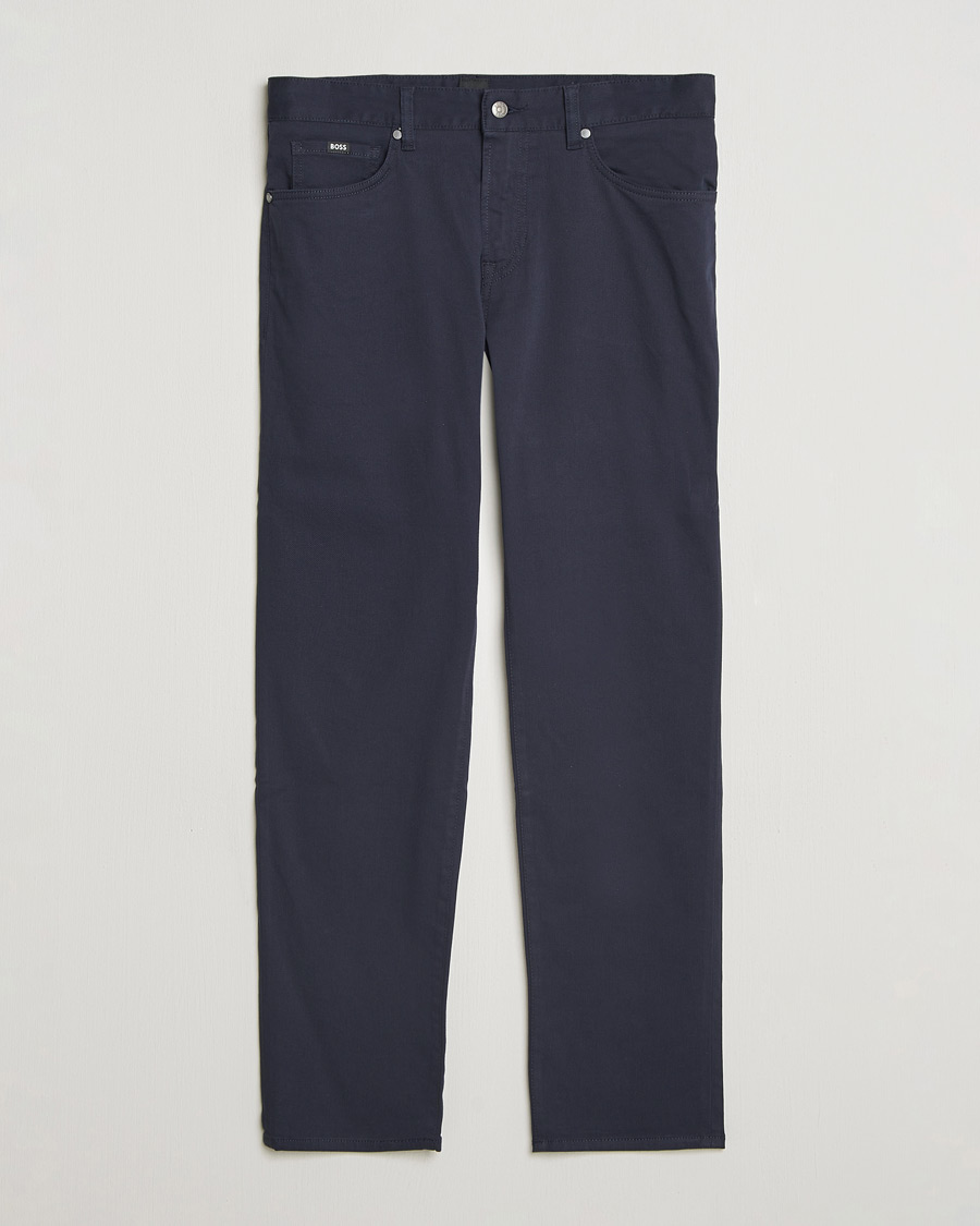 Men | Trousers | BOSS BLACK | Re.Maine Cotton 5-Pocket Pants Dark Blue