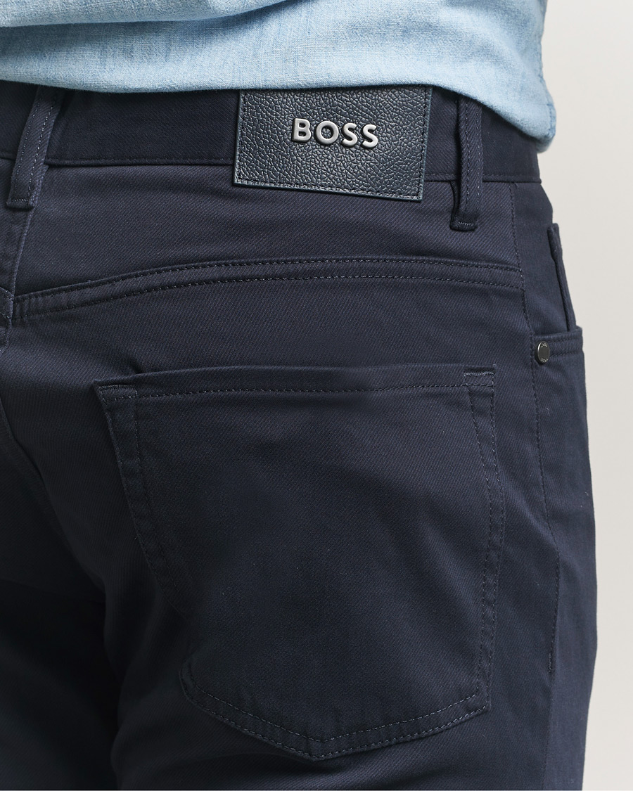 Men | Trousers | BOSS BLACK | Re.Maine Cotton 5-Pocket Pants Dark Blue