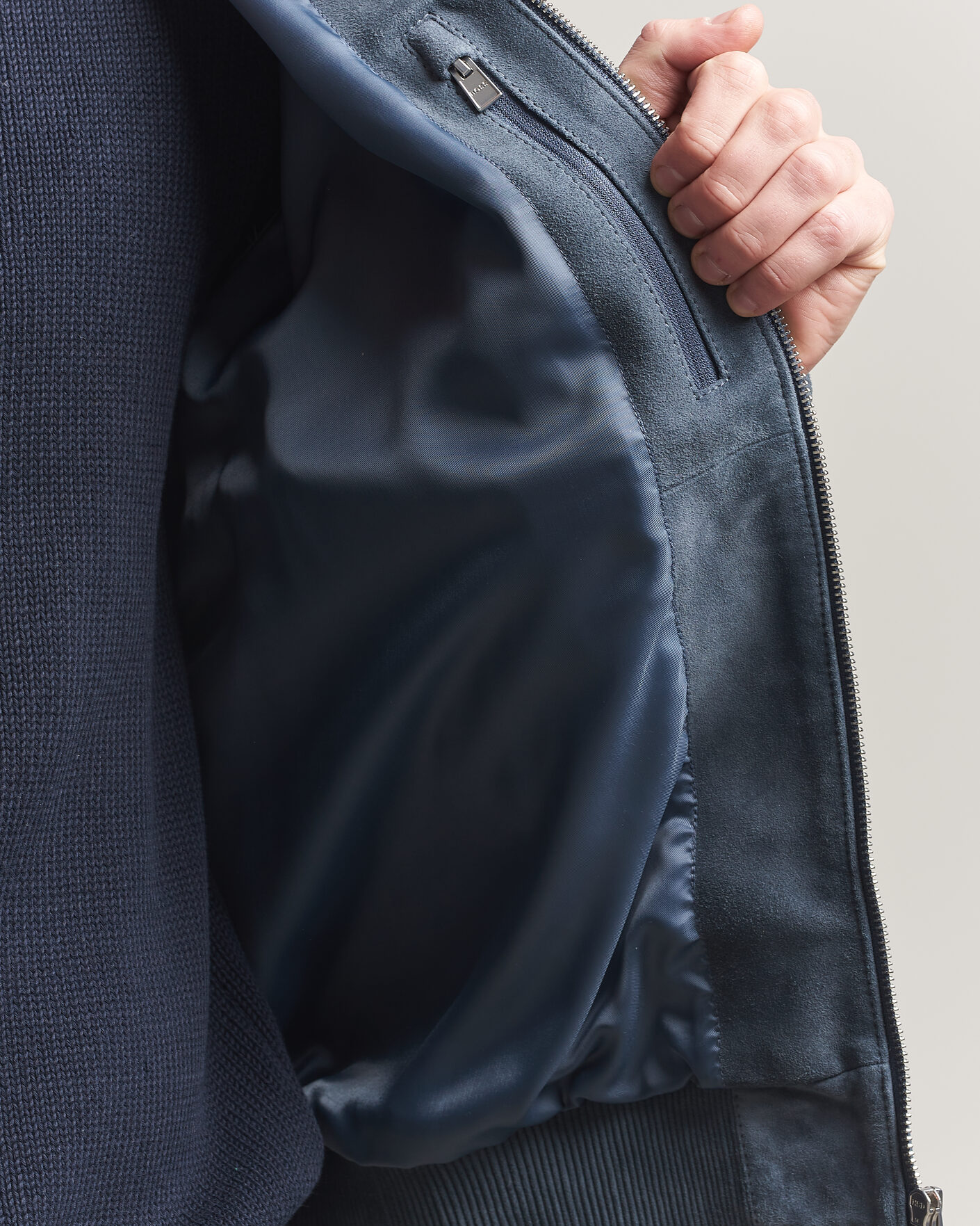 Men | Coats & Jackets | BOSS BLACK | Muller Suede Jacket Open Blue