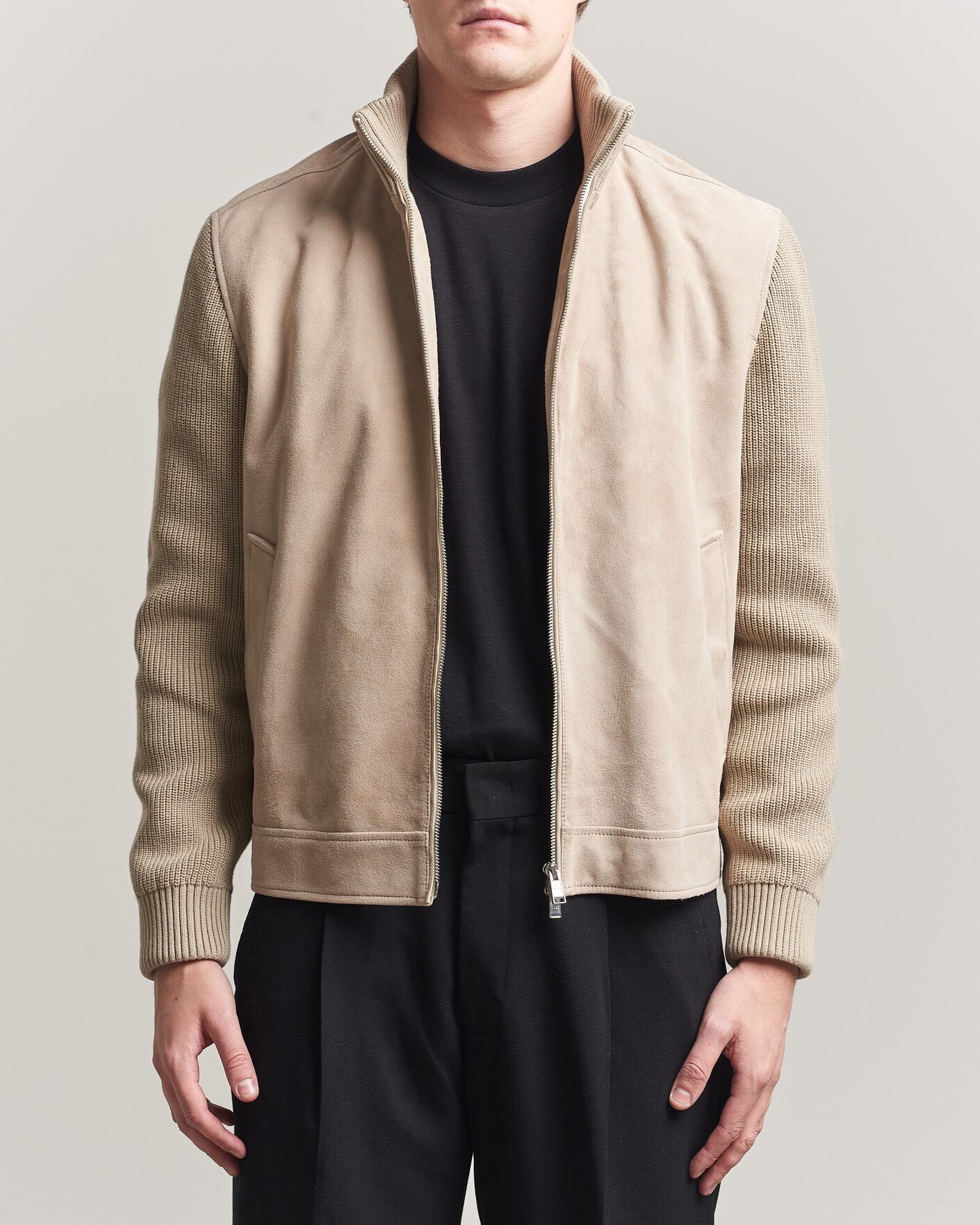 Men | Coats & Jackets | BOSS BLACK | Maven Suede Hybrid Jacket Open White