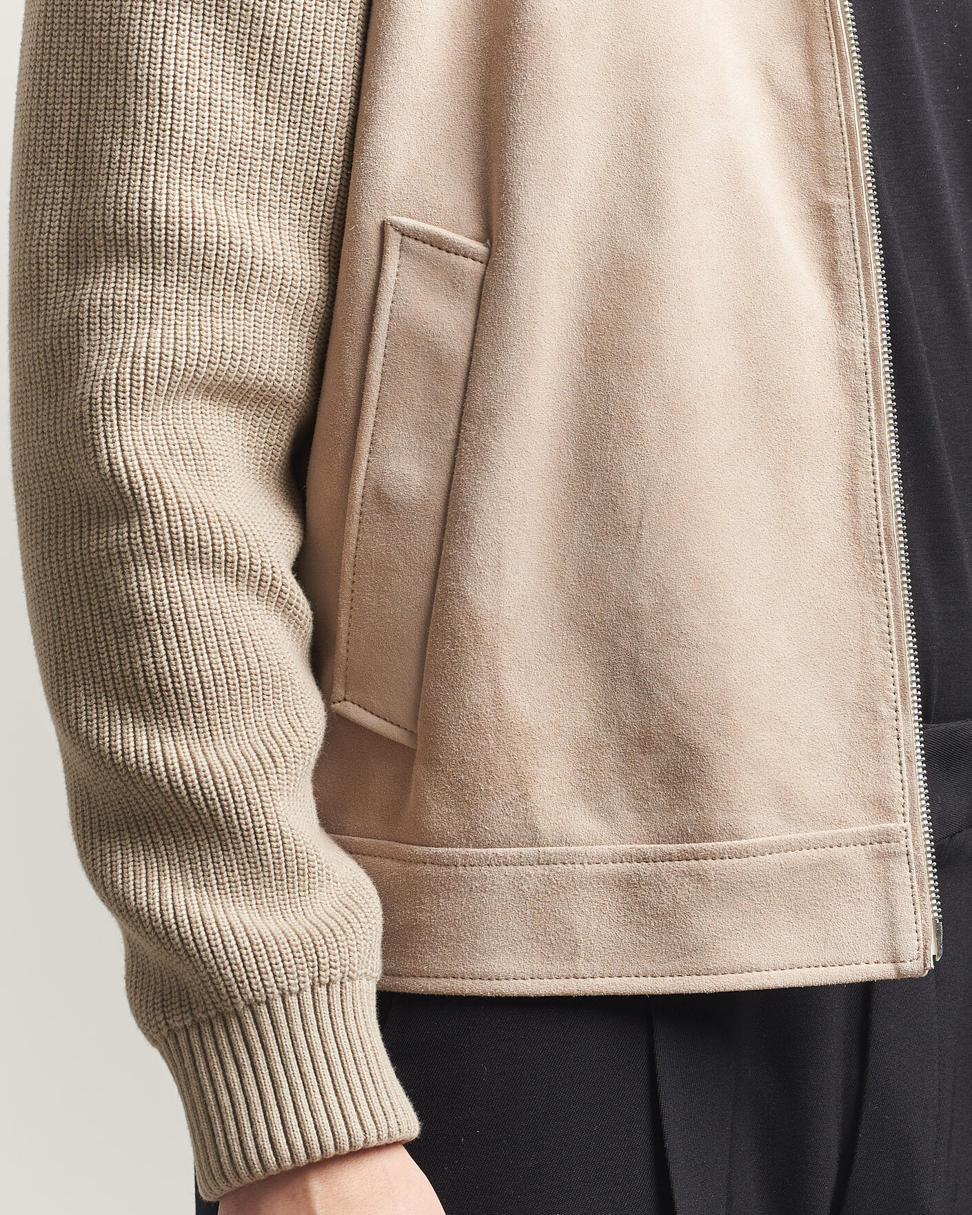 Men | Coats & Jackets | BOSS BLACK | Maven Suede Hybrid Jacket Open White