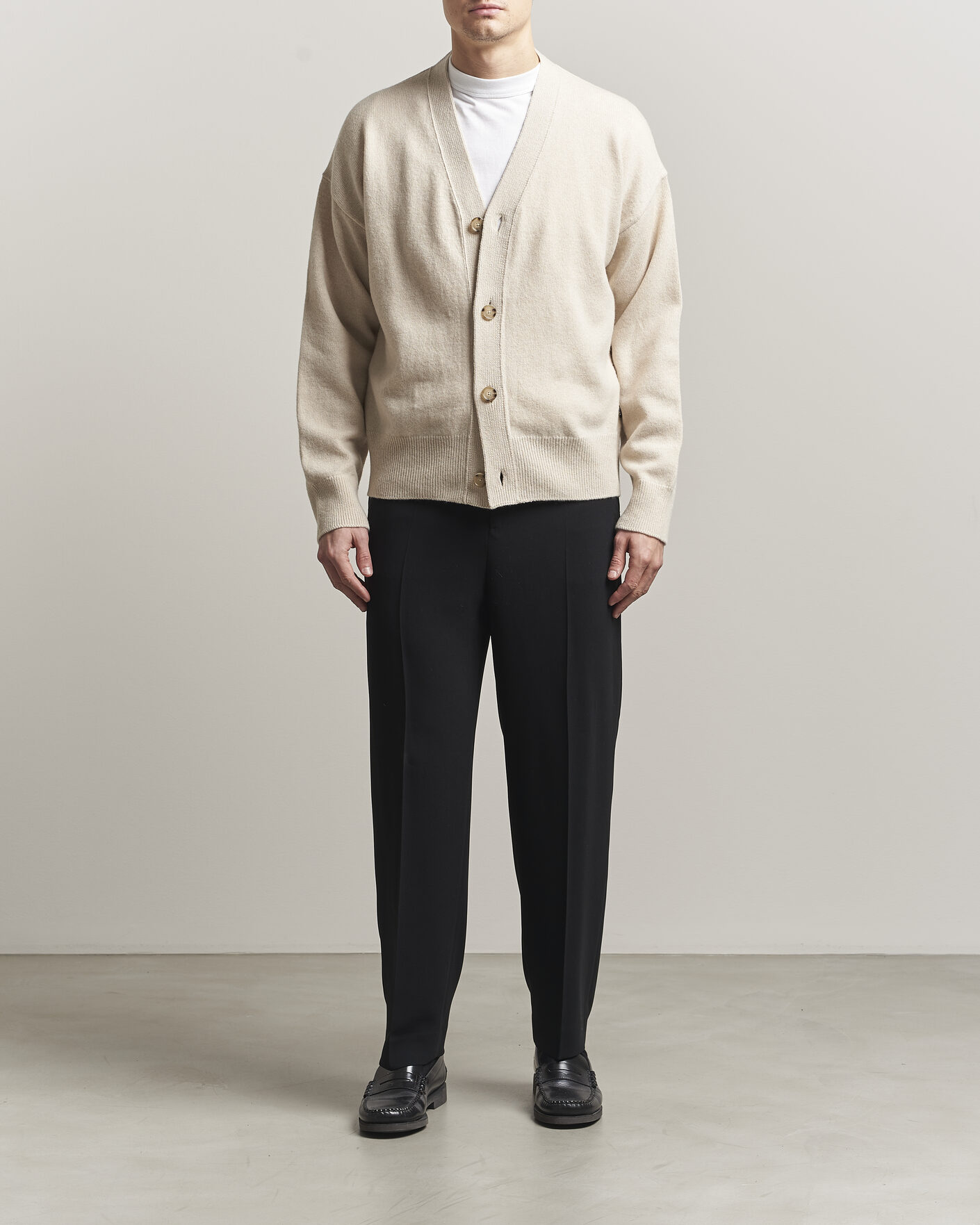 Men | Sweaters & Knitwear | BOSS BLACK | Ucone Wool Knitted Cardigan Open White