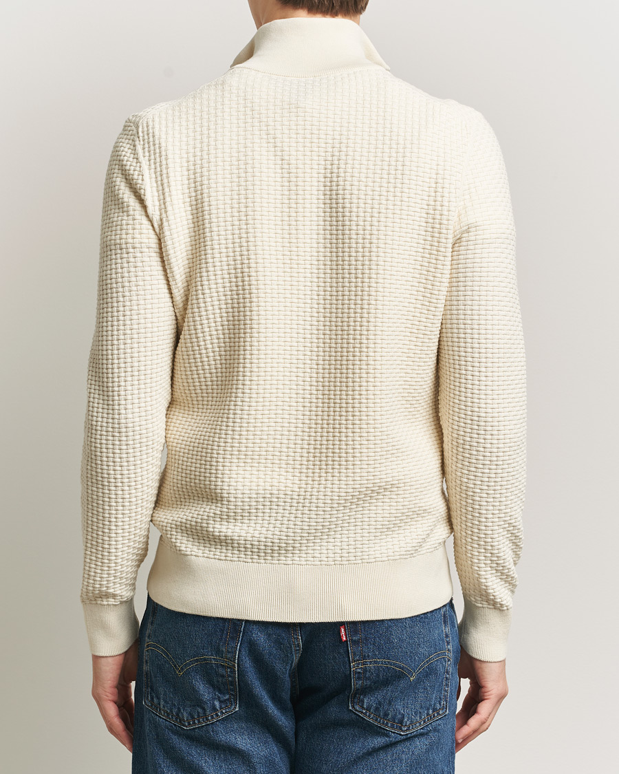 Men | Sweaters & Knitwear | BOSS BLACK | Ulicio Structured Knitted Half Zip Open White