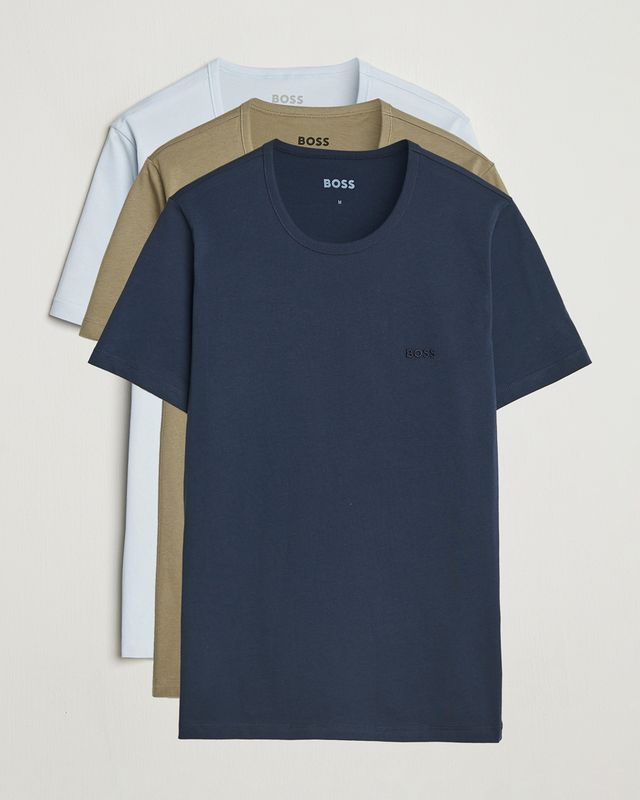 Men | T-Shirts | BOSS BLACK | 3-Pack Crew Neck T-Shirt Green/Blue/Navy