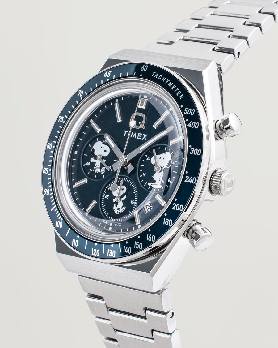 Men | Timex Timex X Peanuts Q Chronograph Snoopy 40mm Blue Dial | Timex | X Peanuts Q Chronograph Snoopy 40mm Blue Dial
