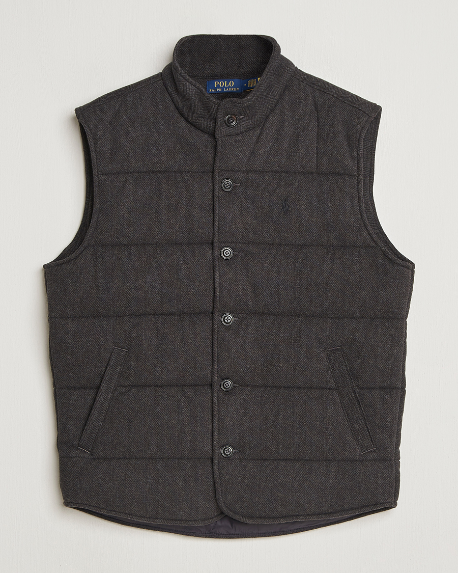 Men | Gilets | Polo Ralph Lauren | Knitted Herringbone Vest Dark Charcoal Heather