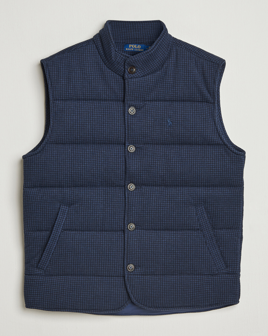 Men | Gilets | Polo Ralph Lauren | Knitted Dogtooth Vest Winter Navy Heather