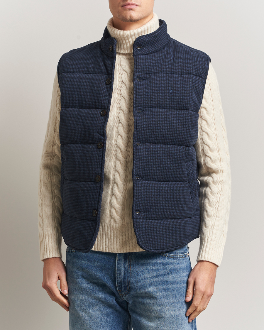 Men | Gilets | Polo Ralph Lauren | Knitted Dogtooth Vest Winter Navy Heather