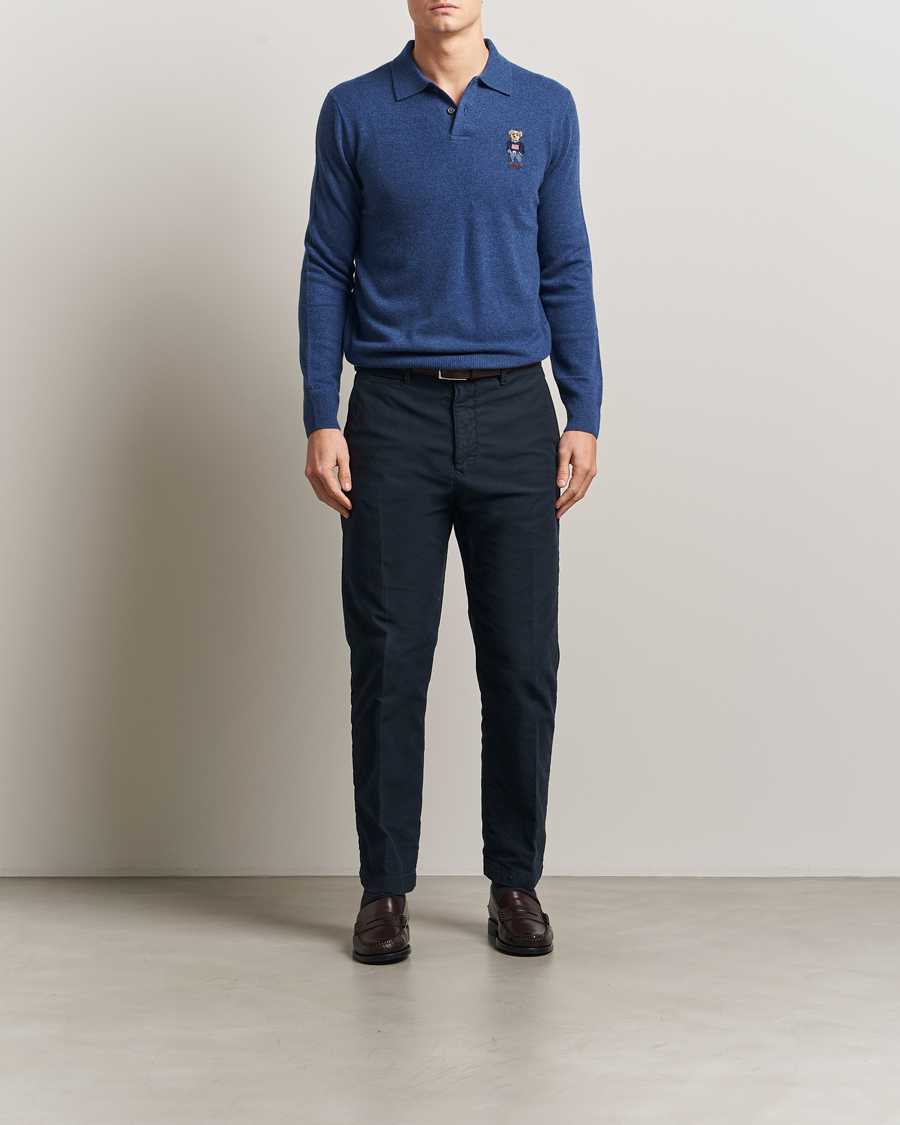 Men | Polo Shirts | Polo Ralph Lauren | Washed Long Sleeve Bear Polo Rustic Navy Heather