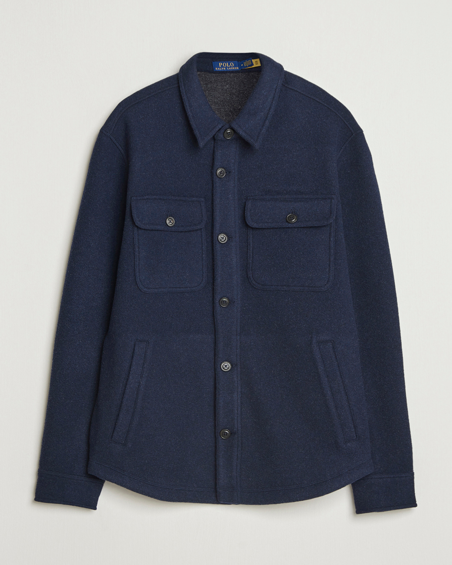 Men | Shirts | Polo Ralph Lauren | Brushed Double Knitted Overshirt Worth Navy Heather