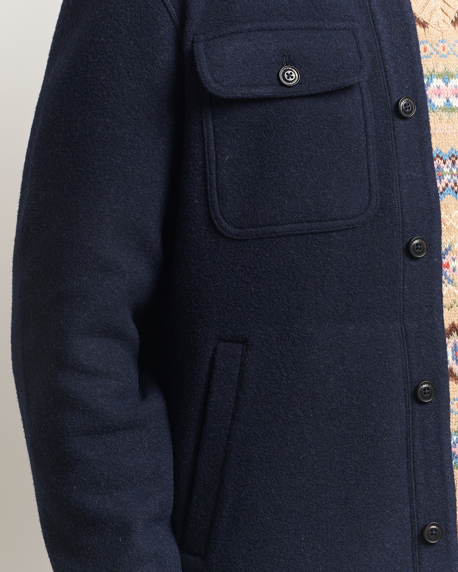 Men | Shirts | Polo Ralph Lauren | Brushed Double Knitted Overshirt Worth Navy Heather