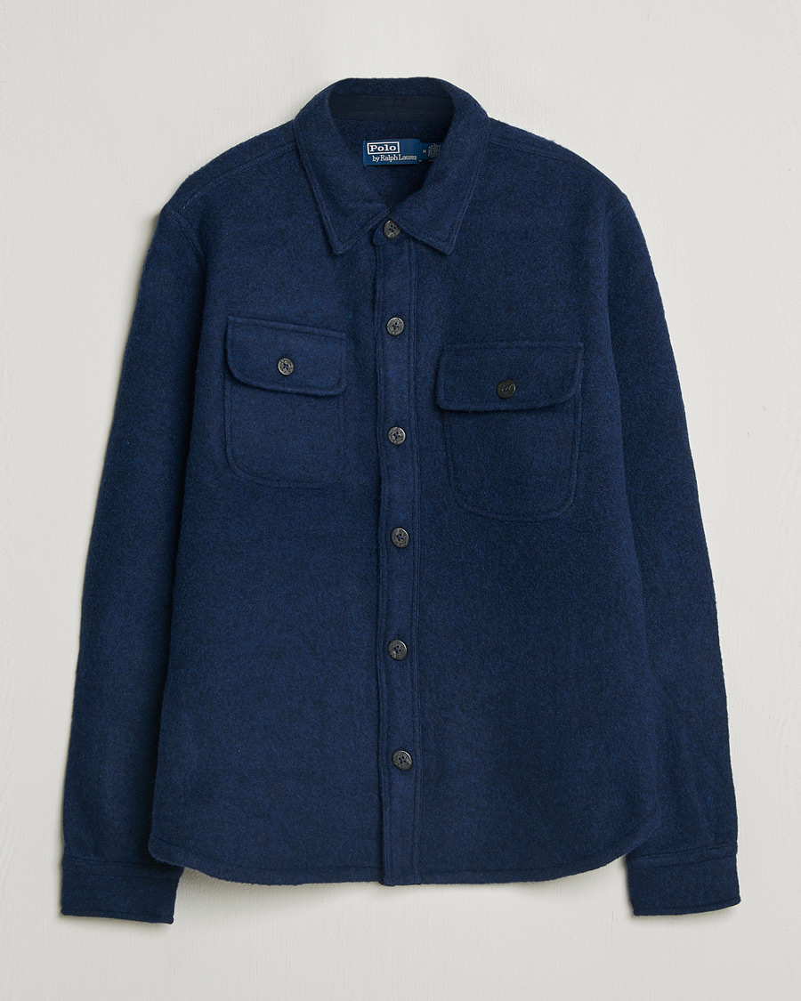 Men | Shirts | Polo Ralph Lauren | Felted Wool Pocket Shirt RL Navy