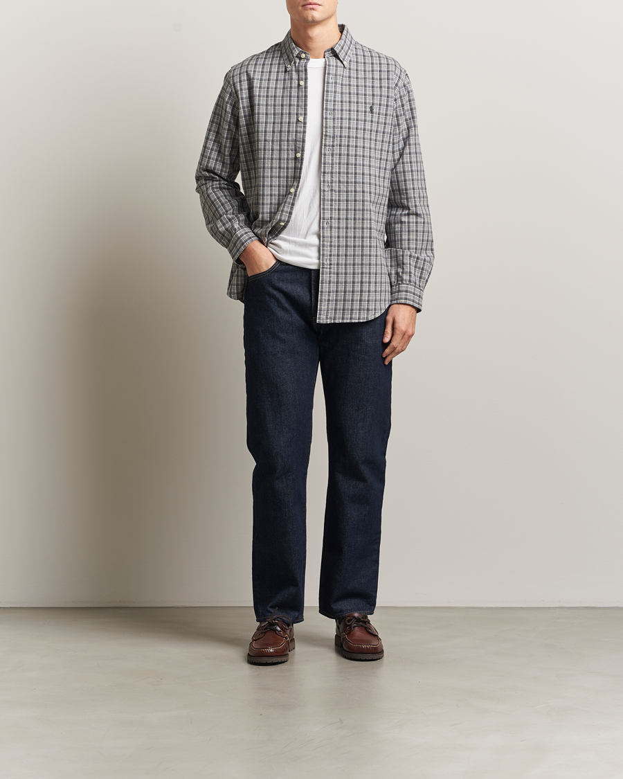 Men | Shirts | Polo Ralph Lauren | Custom Fit Checked Shirt Grey Heather Multi