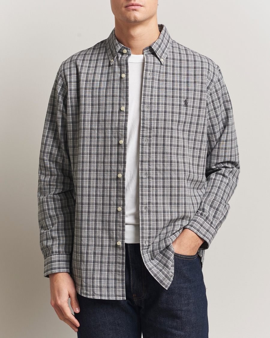 Men | Shirts | Polo Ralph Lauren | Custom Fit Checked Shirt Grey Heather Multi