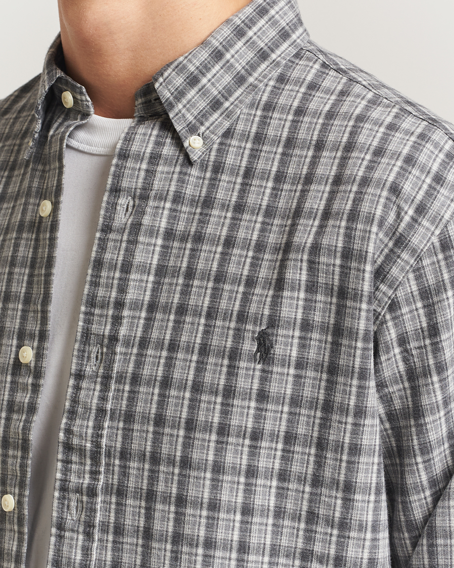 Men | Shirts | Polo Ralph Lauren | Custom Fit Checked Shirt Grey Heather Multi