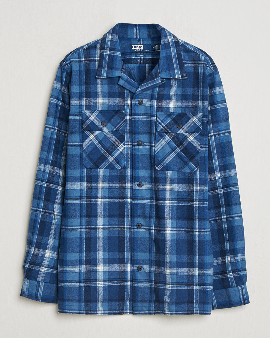 Men | Shirts | Polo Ralph Lauren | Plainweave Wool Pocket Shirt Blue Heather Multi