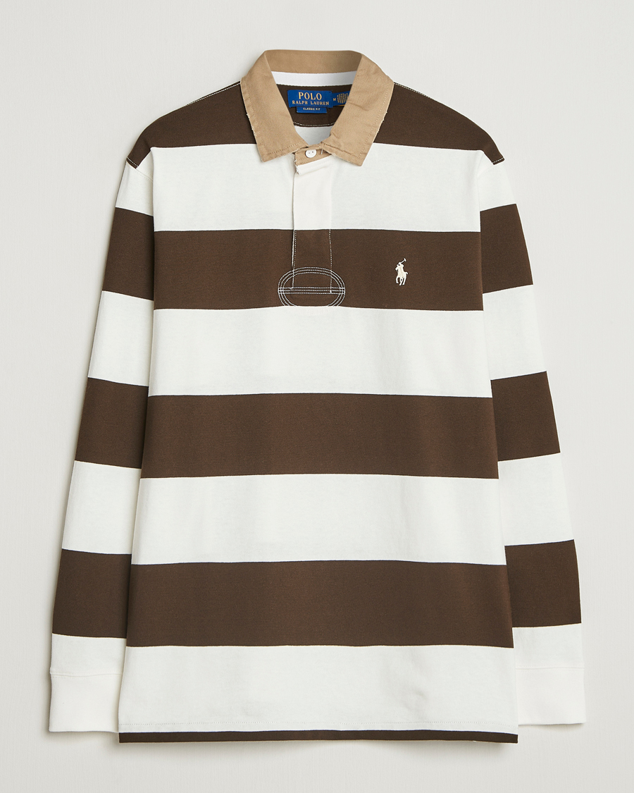 Polo Ralph Lauren Long Sleeve Rugby Sweater Dark Brown/Cream at