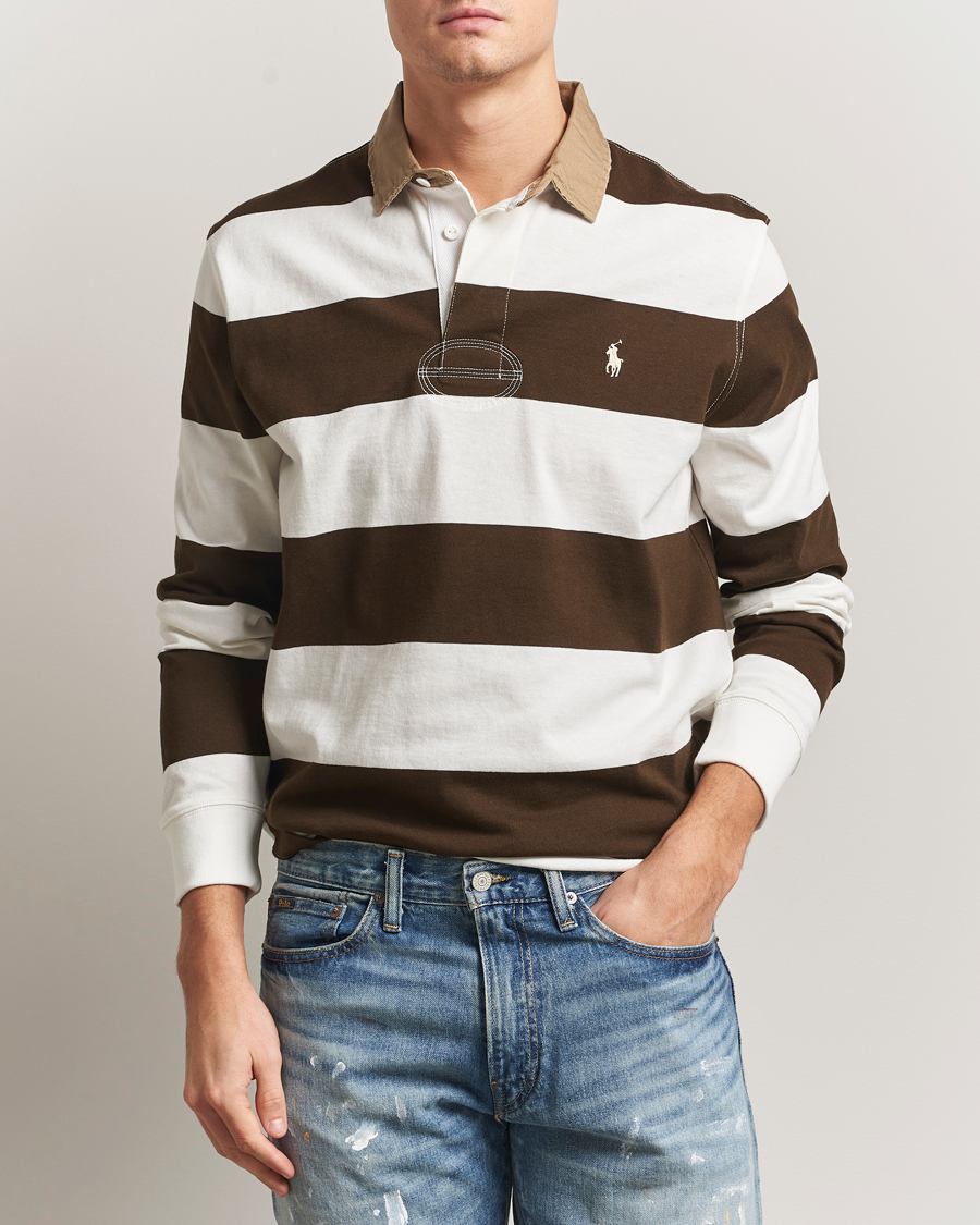 Polo Ralph Lauren Long Sleeve Rugby Sweater Dark Brown/Cream at