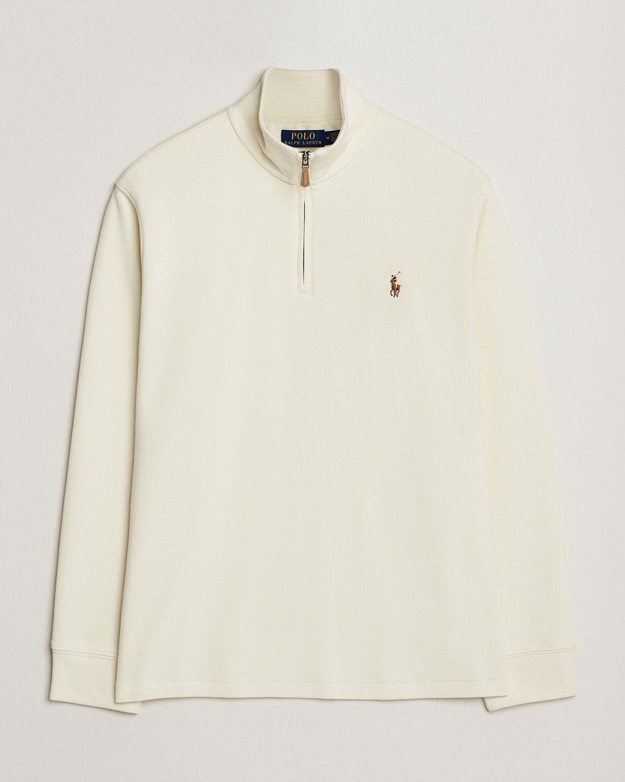 Men | Sweaters & Knitwear | Polo Ralph Lauren | Double Knitted Half Zip Parchment Cream