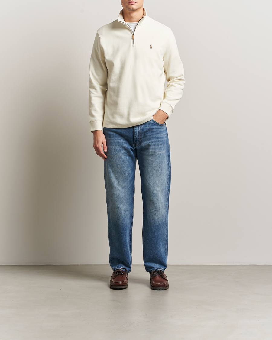 Men | Sweaters & Knitwear | Polo Ralph Lauren | Double Knitted Half Zip Parchment Cream